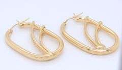 Favorite Oval Fancy Hoop Earrings in Yellow Gold
