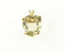 14K Yellow Gold Heart Lemon Quartz Retro Love Symbol Pendant