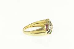 14K Yellow Gold Sapphire Diamond Emerald Ruby Braid Band Ring