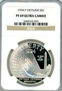 1994-P Proof Vietnam Veterans' Memorial Commemorative Silver Dollar in NGC PF69 Ultra Cameo