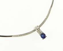 18K White Gold Vintage Syn. Sapphire CZ Accent Collar Necklace