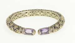 Sterling Silver John Hardy 18k Amethyst Designer Cuff Bracelet