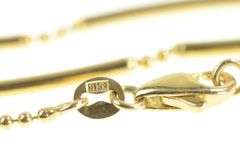 9K Yellow Gold 1.8mm Bar Ball Link Fancy Statement Chain Necklace