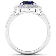 Solid 14 Kt White Gold Midnight 2 Ct Blue Sapphire Diamond Ring