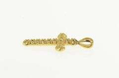 14K Yellow Gold Diamond Ornate Cross Classic Christian Pendant