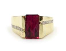 5.0cte Tourmaline and Diamond Men's Ring in 14K