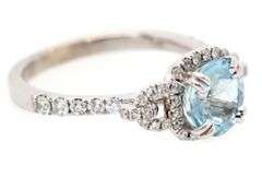 1.00ct Round Aquamarine and 0.25ctw Diamond Frame Ring in 14K