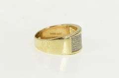 10K Yellow Gold Pave Diamond Encrusted Squared Band Ring