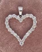 14K WHITE GOLD OPEN HEART CHARM WITH DIAMONDS