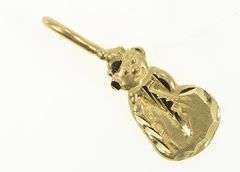 14K Yellow Gold Diamond Cut Snow Man Winter Motif Charm/Pendant