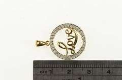 10K Yellow Gold Diamond Circle Love Romantic Valentine Round Pendant