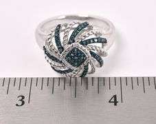 Irradiated Blue Diamond Ring In Sterling Silver