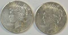 Flashy-white 1926-P & 1926-S Peace Silver Dollars. Better dates