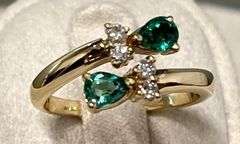 14kt Solid Yellow Gold, Emerald, and Diamond Ring