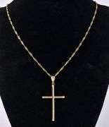 Sturdy Cross Pendant Necklace In 14K Yellow Gold
