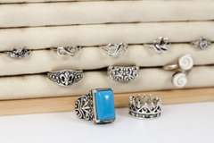 Sterling Silver Curated Ring Assortment Various Sizes & Styles (10 Ring Lot)