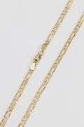 14k Yellow Gold-Hollow Pave Figaro Link Chain 3.3mm Necklace 28"