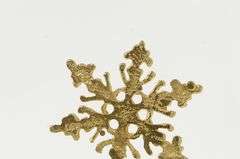 14K Yellow Gold Diamond Cut Snow Flake Winter Motif Charm/Pendant