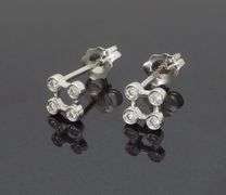 18k White Gold Clover Diamond Earrings