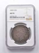 AU55 1922-S Peace Silver Dollar NGC - Fantastic Color