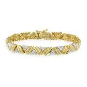 18K Gold over Sterling Silver Diamond Accent Bracelet