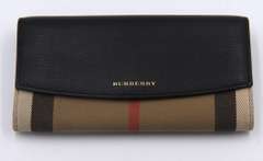 BUrberry Black Leather Check Wallet
