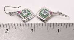 Multi-Gem Dangle Earrings In Sterling Silver