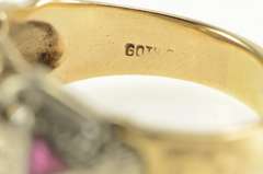 10K Yellow Gold Art Deco Masonic Citrine & Ruby Eagle Ring