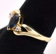 Beautiful Blue Sapphire And Diamond Ring In 14K Yellow Gold