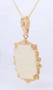 Gorgeous Yellow Gold Greek Key White Agate Enhancer Pendant on Chain
