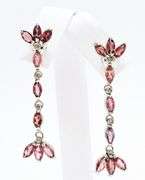 Tasteful Pink Tourmaline and Diamond Danglling Earrings in 18K White Gold