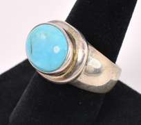 Big Blue Turquoise Ring In Sterling Silver