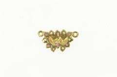 14K Yellow Gold Vintage Heart Red & White CZ Valentine Charm/Pendant
