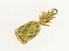 14K Yellow Gold Peridot Pineapple Hawaii Tropical Fruit Charm/Pendant
