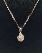 Minimalist 18kt White Gold Necklace With Round Cluster Diamond Pendant