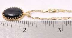 Black Onyx Gem Pendant Necklace In 14K Yellow Gold