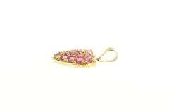 10K Yellow Gold Pave Sim. Pink Sapphire Vintage Heart Love Pendant