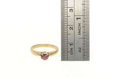 18K Yellow Gold Round Natural Ruby Solitaire Vintage Classic Ring