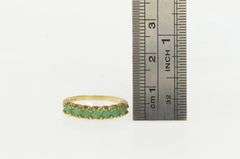 10K Yellow Gold Seven Stone Natural Emerald Band Ring