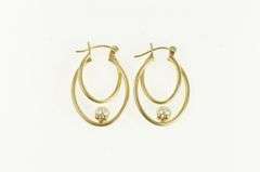 14K Yellow Gold Pearl Oval Vintage Beaded Statement Hoop Earrings