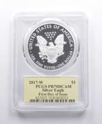 PR70 DCAM 2017-W American Silver Eagle FDOI Signed Cleveland PCGS