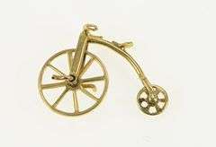 14K Yellow Gold 3D Penny Farthing Bicycle Articulated Charm/Pendant