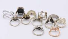 Group Lot of 12 Vintage 925 Sterling Silver Rings