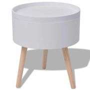 Side Table with Serving Tray Round 15.6x17.5in White
