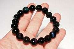 Stunning! 125ct natural Rainbow Obsidian beaded bracelet