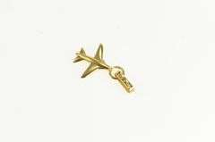 14K Yellow Gold 3D Airplane Jumbo Jet Flying Travel Charm/Pendant
