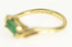 14K Yellow Gold Syn. Emerald Vintage Classic Bypass Ring