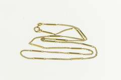 14K Yellow Gold 1.3mm Squared Cable Link Retro Chain Necklace