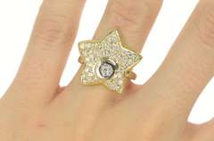 14K Yellow Gold 1.50 Ctw Diamond Pave Star Statement Ring