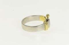 14K White Gold Two Tone Belt Loop Hook Vintage Band Ring